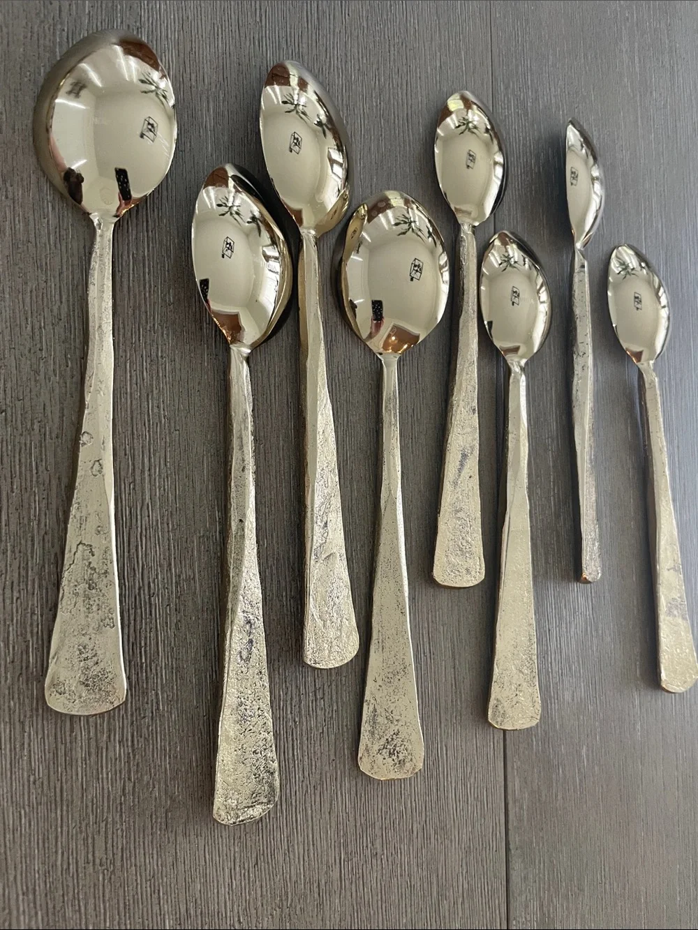 Pottery Barn Ridge Flatware Set (4 USED sets in gold)